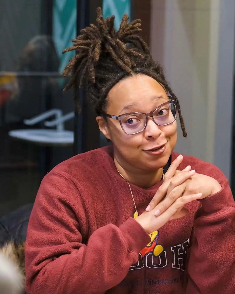 woman smiling during conversation during stick fly audition